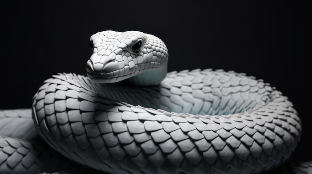 Photo white snake isolated on black