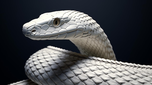 Photo white snake isolated on black