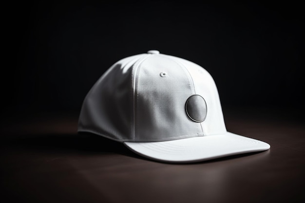 White snapback cap mockup on Dark Background