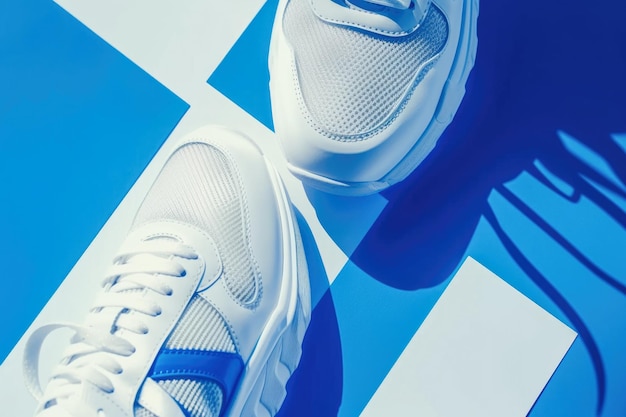 White sneakers on bright background