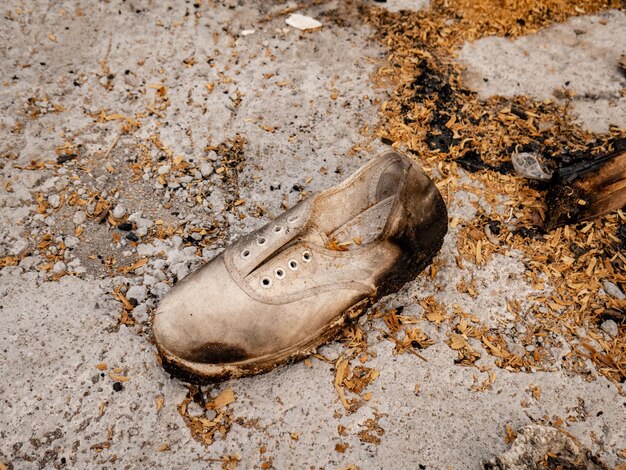 white sneakers that were scorched by fire