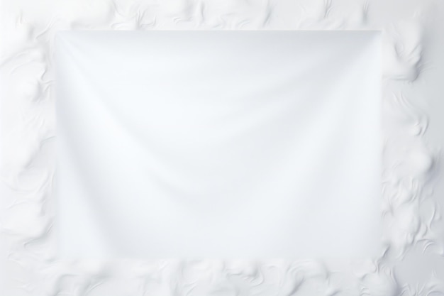 Foto bandiera natalizia coperta di neve bianca su sfondo bianco