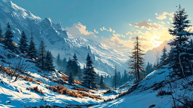 White Snow Sun Light On Blue Background Banner HD
