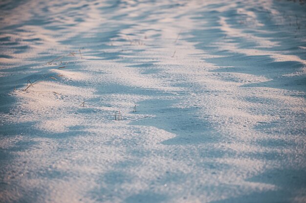 White snow in winter field