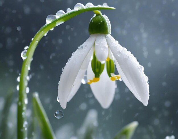 写真 春の森の白い雪花