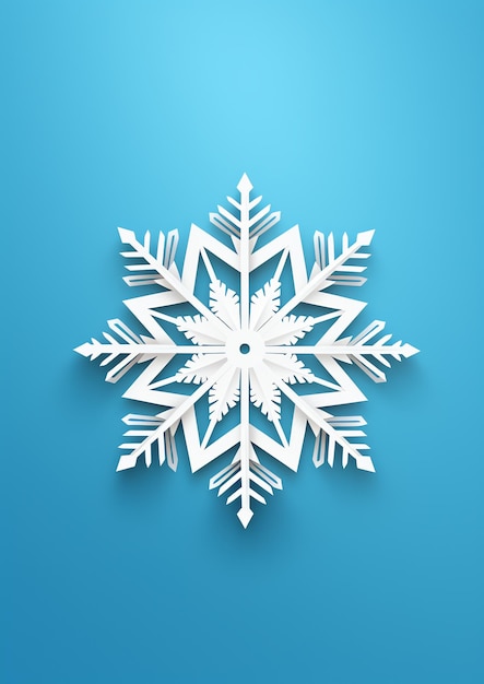 Photo a white snowflake on a blue background