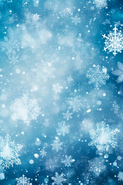 Photo white snowflakes on a blue background generative ai happy