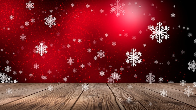 White snowflakes isolated on red