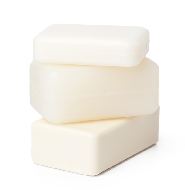 white soap bar isolated on white background