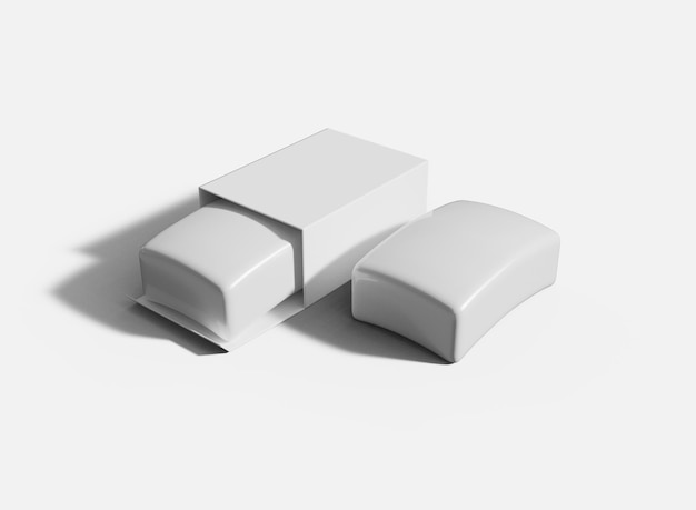 White Soap Bar and Packaging Box Mockup Isoalted Soap and Box 3d rendering