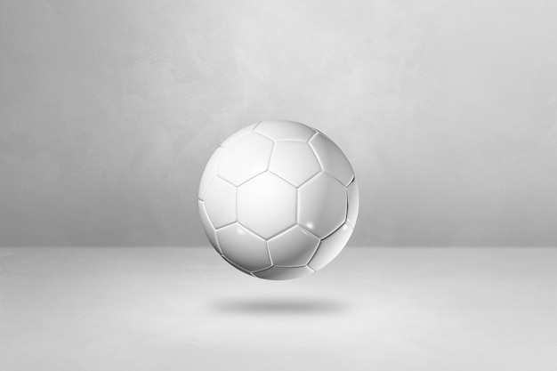 White soccer ball isolated on a blank studio background.