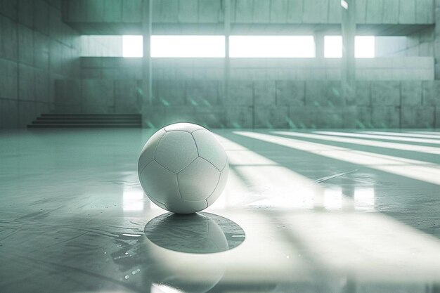 Photo a white soccer ball sitting on top of a floor