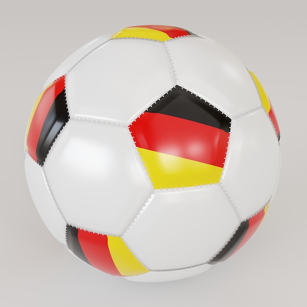 White socker ball with flag of Germany on white background