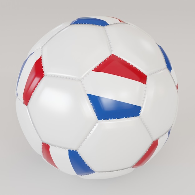 White socker ball with flag of Netherlands on white background