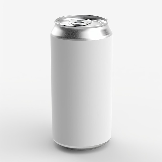 White soda can on white background