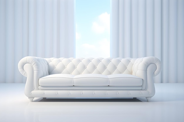 Photo white sofa in the room with a window 3d render illustration ai generated