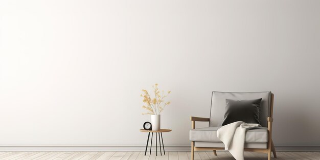 Photo white sofa with a minimalist background style of light brown and cream