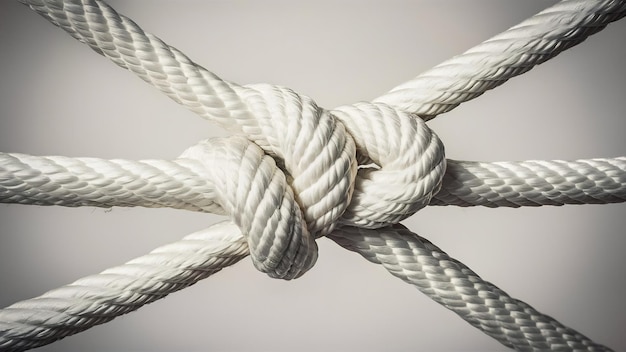 White solid rope with a knot