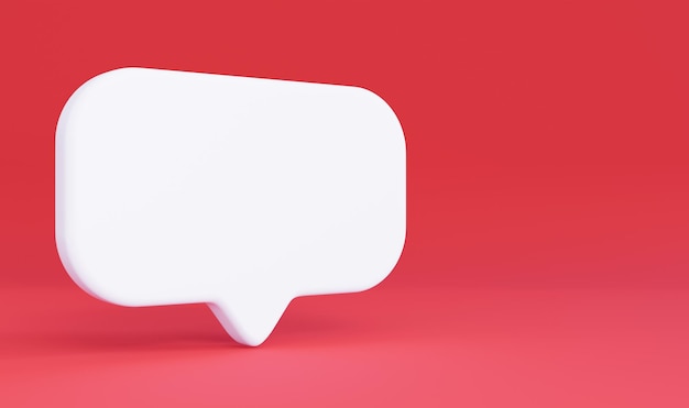 White speech bubble 3d rendering on pink background