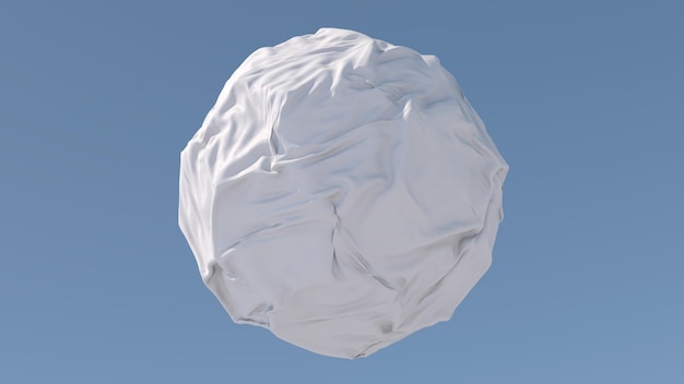 White sphere cloth effect Blue background Abstract illustration 3d render