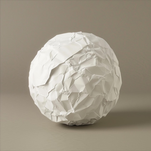 Photo a white sphere made of paper is made by a human
