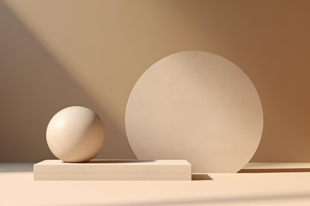 a white sphere sits on a shelf with a white marble sphere on top.