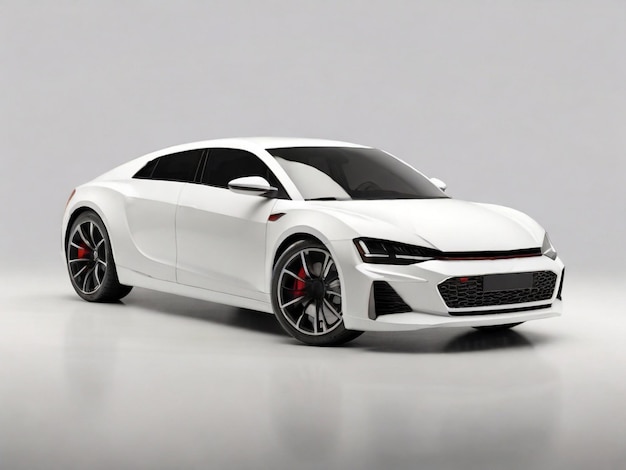 White sport car in the garage 3d render Side view Created using generative AI tools