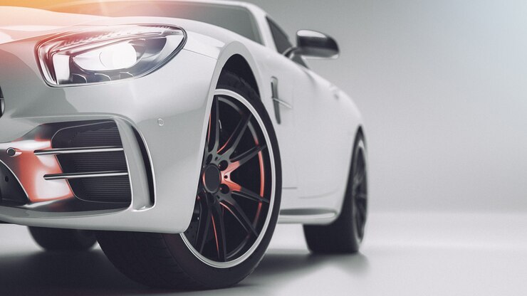 Белый спортивный автомобиль. 3D визуализация. illstration.