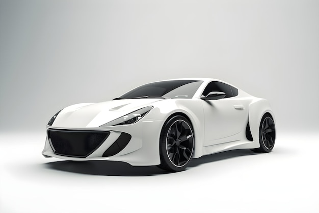 A white sports car on white background