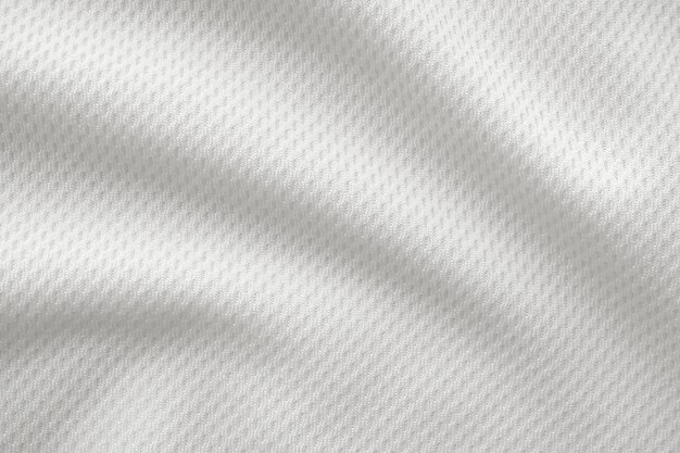 White sports clothing fabric jersey football shirt texture top view close up