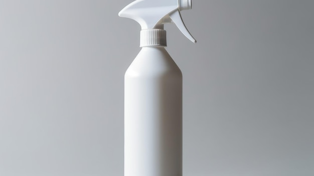 A white spray bottle with a white spray bottle on a gray background.