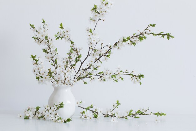 White spring flowers in vase