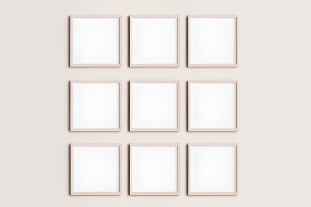 White Square Frames On A Beige Wall