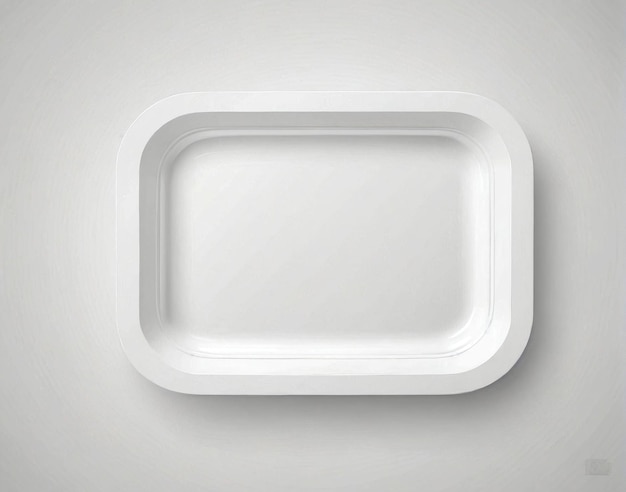 белая квадратная тарелка на сером фоне