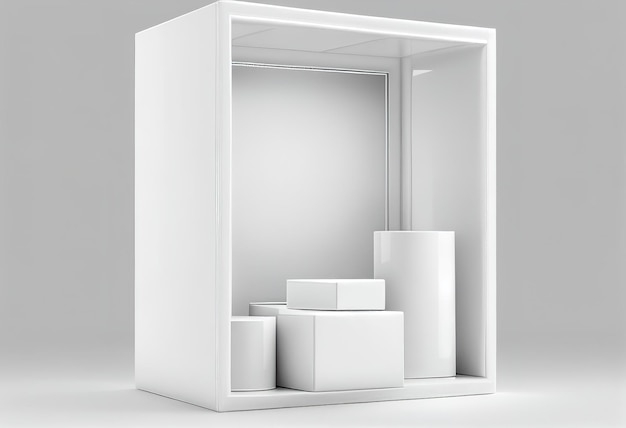 White square podium on white background Showcase illustration Ai generative