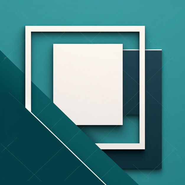 a white square on a teal background