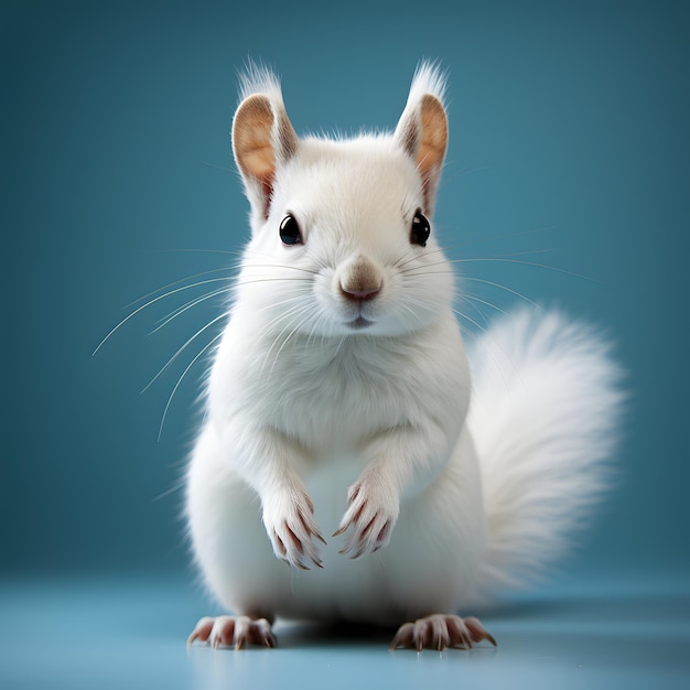 White Squirrel on Blue Background