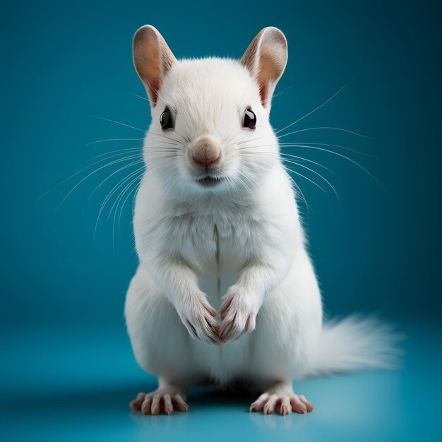 White Squirrel on Blue Background