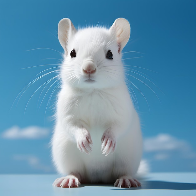 White Squirrel on Blue Background