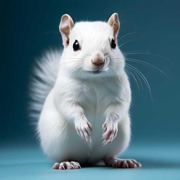 White Squirrel on Blue Background