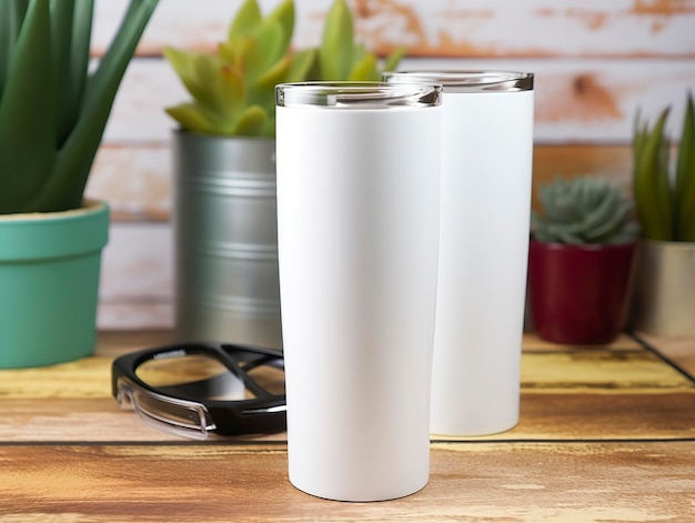 Photo white stainless steel sublimation blank tumblers with straw product shot