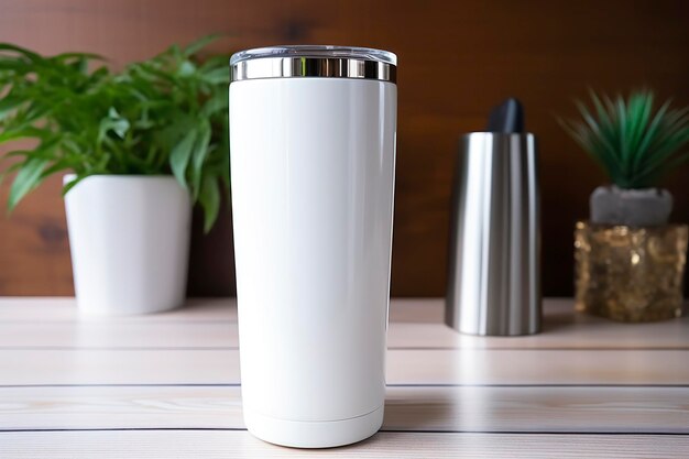 White stainless steel sublimation blank tumblers with straw product shot