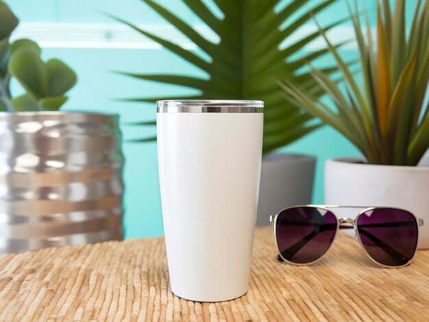 White stainless steel sublimation blank tumblers with straw product shot