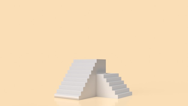 The white stairs for Business or Background concept 3d rendering