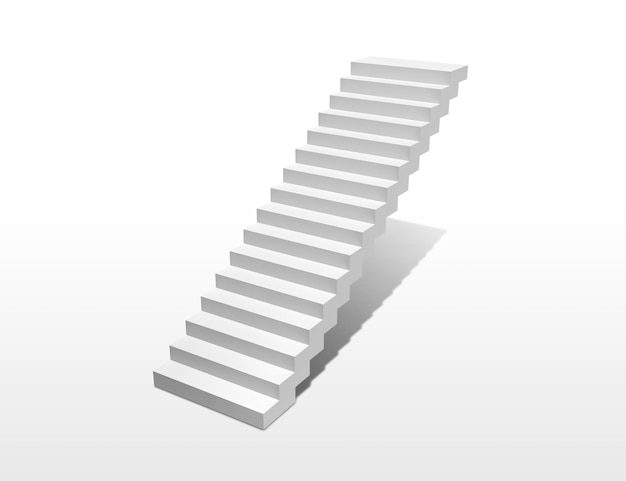 Фото Белые лестницы, изолированные на белом фоне 3d рендеринг