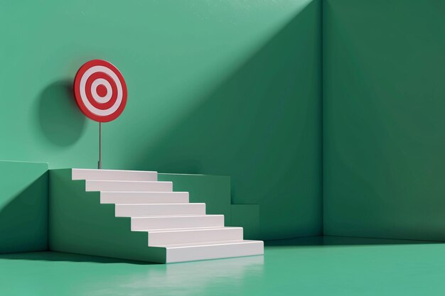 Photo a white stairs with a red target on it