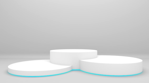 White stand on a white background,mock up podium for product presentation,3D rendering