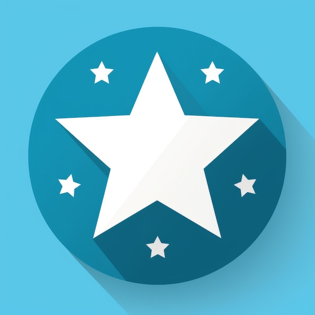 a white star icon on a blue background