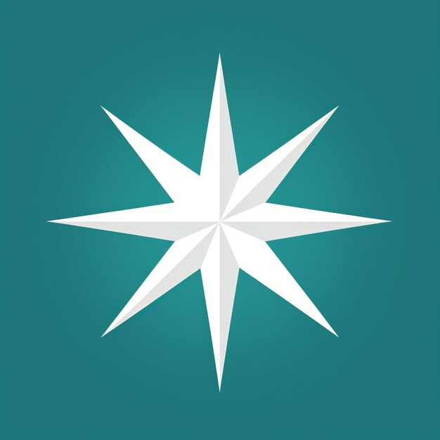 a white star on a turquoise background