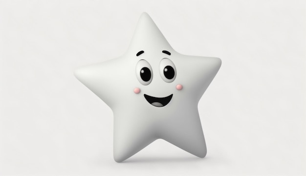 A white star with a smiling face and a smiling face.